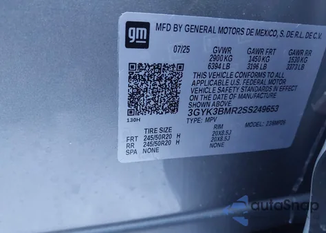 2025 Cadillac Optiq Luxury 1 Awd z USA, uszkodzony, nr VIN 3GYK3BMR2SS249653